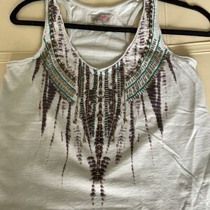 Ecote RACERBACK Aztec Tank Top with beading Size XS‎